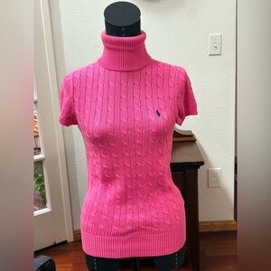 RALPH LAUREN PINK SHORT SLEEVE TURTLENECK SWEATER SIZE SMALL EXCELLENT COND